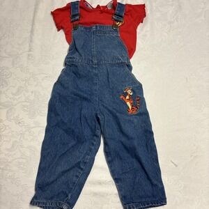 Vintage Winnie the Pooh With Tigger 2T Overalls‎ And 24 Months Shirt